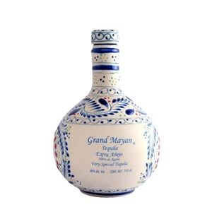 Empty Grand Mayan Tequila Ceramic, Hand Painted from Mexico.